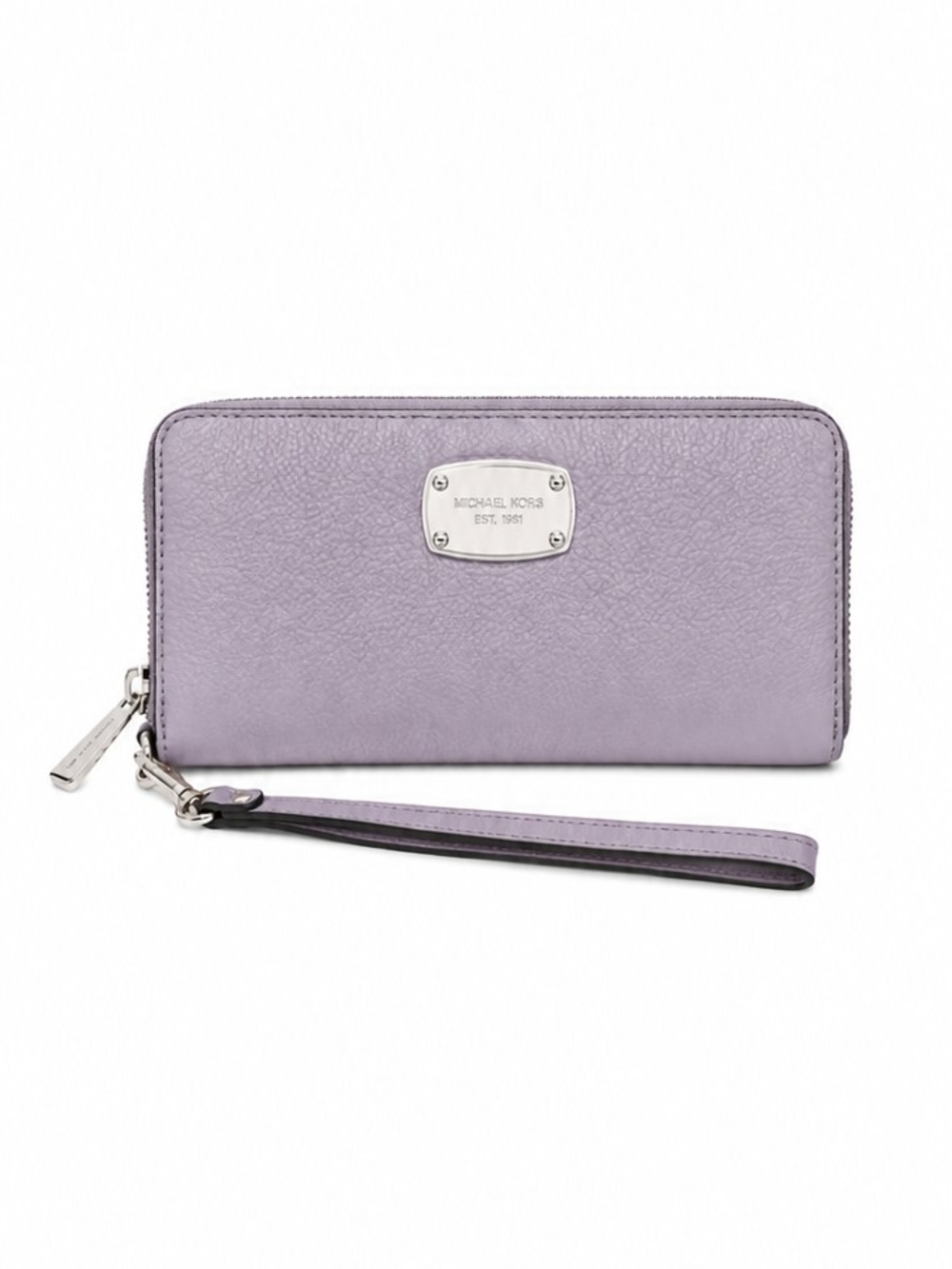 Michael Kors Lavender Pebbled Leather Zip Around Wristlet Wallet